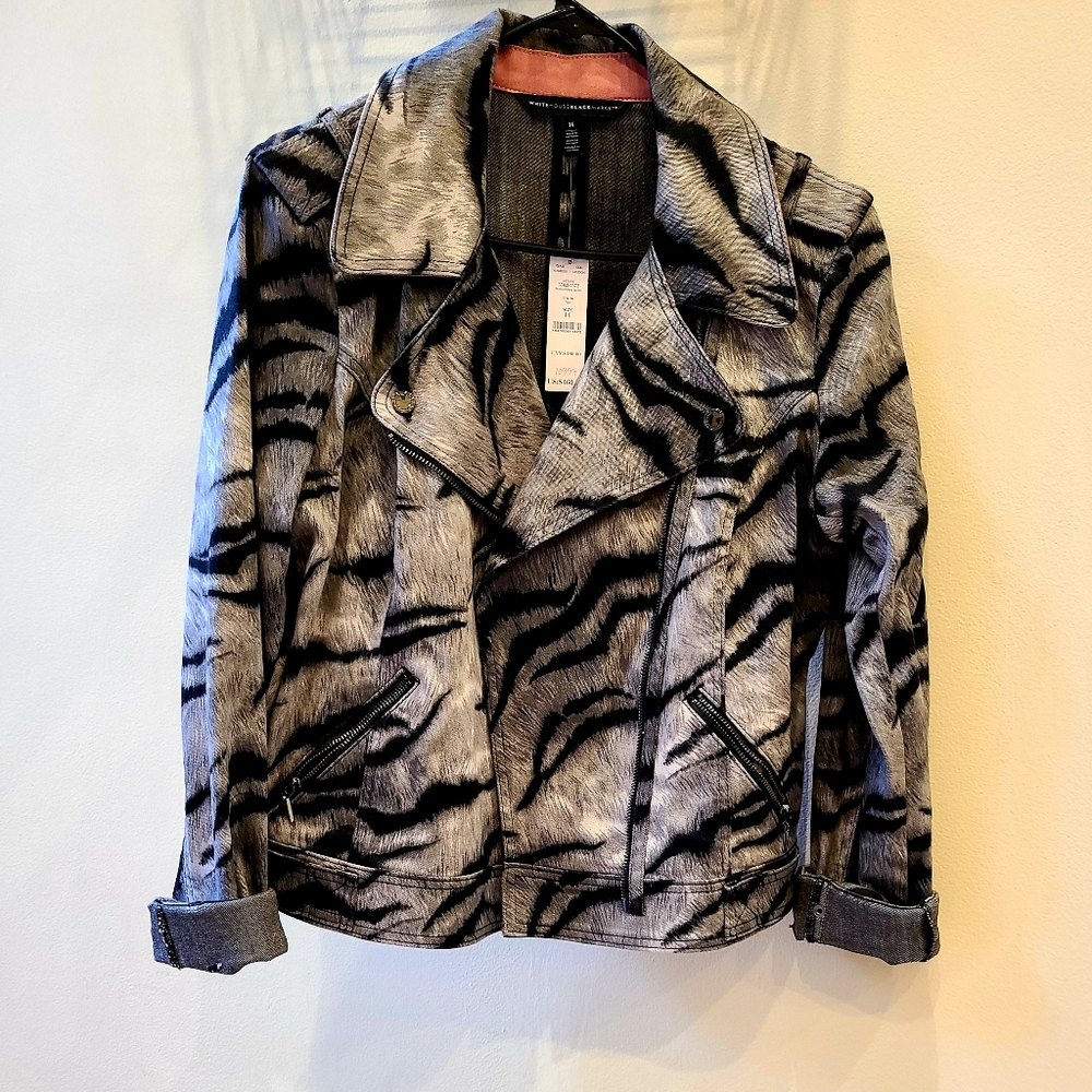 White house Black Market White Tiger Motto Jacket